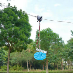 Zipline Trolley 60 Ft. Slacker Zip Line Kit with Seat, Brake and Steel Trolley f