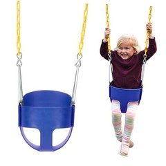 Heavy-Duty High Back Full Bucket Toddler Swing Seat | Coated Chains Fully Blue