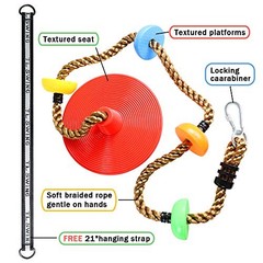 Climbing Rope Tree Swing with Platforms and Disc Swing Seat Set Outdoor