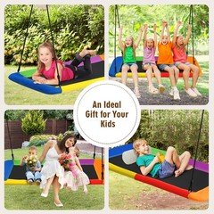 Costway 700lb Giant 60″ Platform Tree Swing Outdoor w/ 2 Hanging Straps Colorful