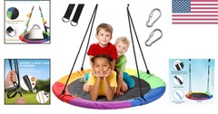 Family-Friendly 40” Saucer Tree Swing with Soft Sponge Frame – Quick Setup