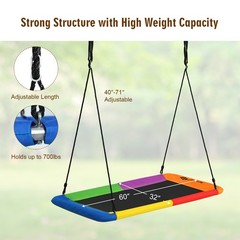 Costway 700lb Giant 60″ Platform Tree Swing Outdoor w/ 2 Hanging Straps Colorful