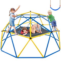 10ft Outdoor Climbing Dome Jungle Gym for Kids Playground Set with Hammock Swing