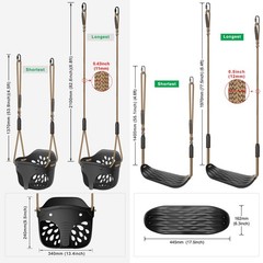 Heavy Duty Swing Seats for Kids & Adults, Highâ€’Back Full Bucket Toddler Swi…