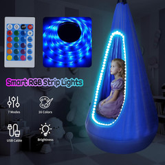 Light Up Kids Pod Swing Seat Max 260Lbs Sensory for with LED Blue