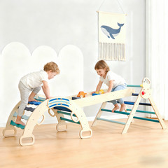9 in 1 Wooden Indoor Climbing Set Toddler Montessori Climber Arch Ramp Ladder Fo