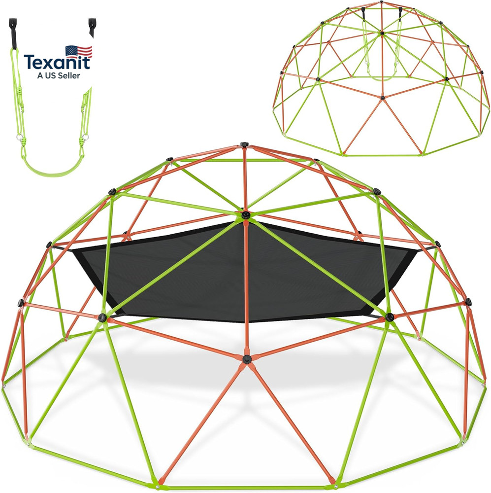 10FT Climbing Dome with Hammock & Swing, Jungle Gym for Boys and Girls, Support