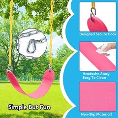 2 Pack Heavy Duty Swing Seat with Snap Hooks Outdoor Playground Accessory Pink