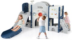 10 in 1 Toddler Slide Set Kids Slide & Climber Playset W/ Magnetic Whiteboard