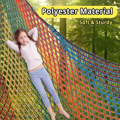 Climbing Net 14.7′ X 9.8′, Double Layers Playground Safety Net for Kids, Multico