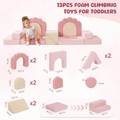 Foam Climbing Toys for Toddlers, 13Pcs Climb and Crawl Activity Playset, Soft Pl