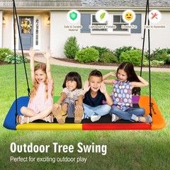 Costway 700lb Giant 60″ Platform Tree Swing Outdoor w/ 2 Hanging Straps Colorful