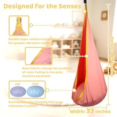 HiCamer Sensory Swing for Kids Indoor and Outdoor Pod Hammock Chair Seat Pink