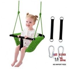 Hi-Na Swing Seats for Kids, Baby, Hand-Made Net Swing with Adjustable Green