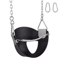 SWING SET STUFF HIGHBACK 1/2 BUCKET SEAT BLACK WITH CHAIN AND HOOKS outside 0046