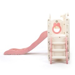 6 in 1 Toddler Slide Playset Climber Playground for Kids w/ Basketball Hoop Pink