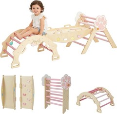 7-in-1 Foldable Climbing Toys Wooden Playground Jungle Gym Kids Activity Center