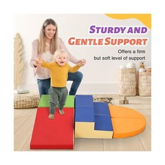 6-Piece Soft PU Leather Toddlers Climbing Toys, Baby Foam Climbing Blocks for…