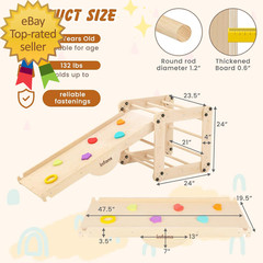12 in 1 Climbing Toys for Toddlers Upgrade Wooden Montessori Foldable Triangle
