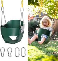 High Back Full Bucket,Toddler Swing with Coated Chains & Triangle Dip Pinch P…