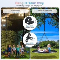 60 inch Platform Tree Swing W/ LED Light Large Outdoor Skycurve Swing Kids