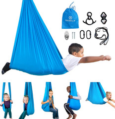 Harkla Sensory Swing for Kids & Adults- Holds 300Lbs,100″ Swing + 5″ Swivel bLUE