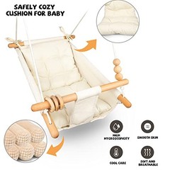 Baby Swing Outdoor Indoor for Infants to Toddlers, Portable Adjustable Cream