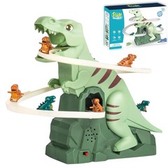 Dinosaur Race Track Slide Toy Electric Climbing Music Light Chasing Game Set