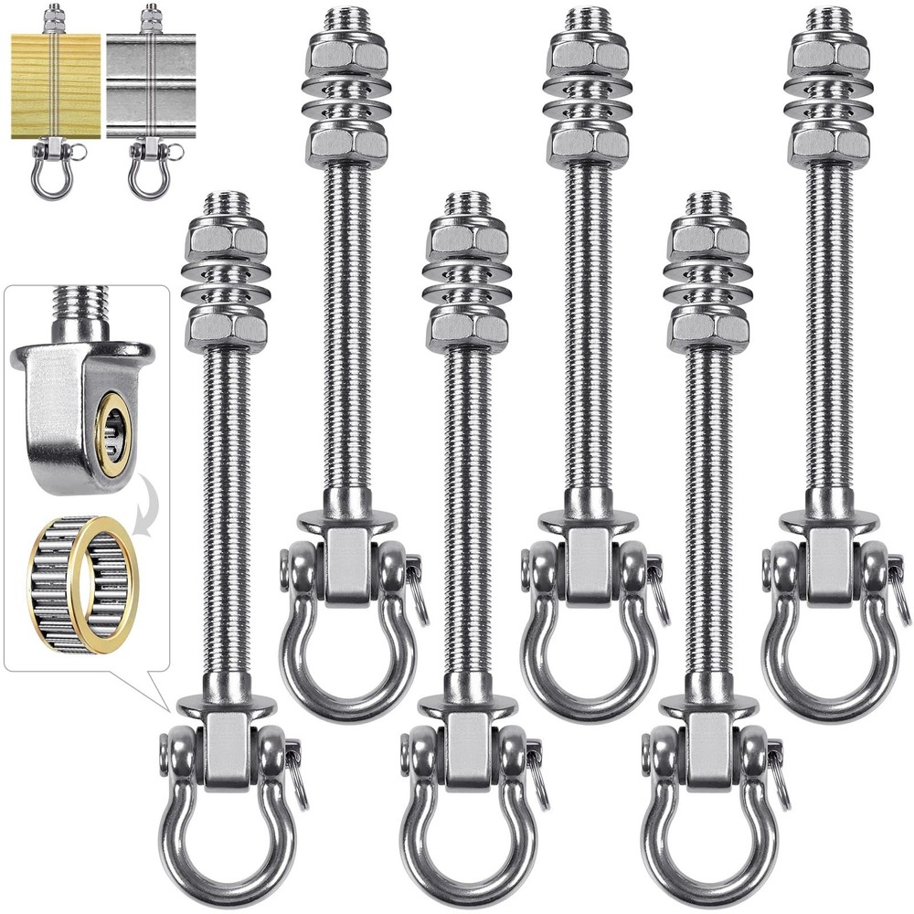 Swing Hangers 1500 LB Capacity – 6 Pack Stainless Steel 304 Hooks for Wood