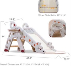 Topbuy Kids Giraffe Slide Baby Play Climber Slide Set W/ Basketball Hoop Yellow