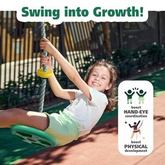 Tree Swings for Kids Outdoor Rope Swing for Tree Candy Green Disc Swing Seat