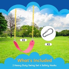 2 Pack Heavy Duty Swing Seat, Swing Set with 4 Snap Hooks for Kids Outdoor Play