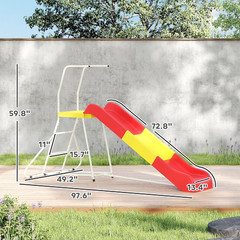 6Ft Slide for Kids, Metal Freestanding Playground Equipment with Climbing Ladder