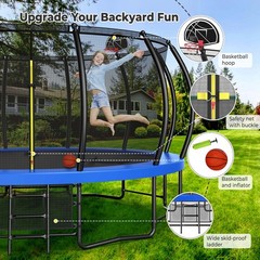 Lyromix 12 14 15 16FT Trampoline Outdoor with Basketball Hoop, Trampoline wit…