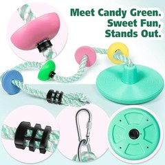 Tree Swings for Kids Outdoor Rope Swing for Tree Candy Green Disc Swing Seat
