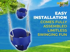SWING SET STUFF HIGHBACK FULL BUCKET SEAT BLUE WITH CHAINS AND HOOKS child 0050