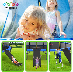 Trampoline Ladder and Slide Kit – Universal 3 Steps Stair Slide with Buffer, Eas
