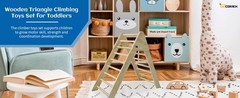 Wooden Foldable Climbing Triangle Ladder Montessori Play Gym for Kids