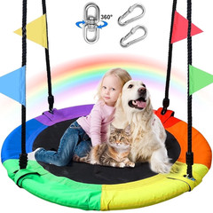 40″ Saucer Tree Swing for Kids & Adults, Adjustable Rope Flying Seat Multi-Color