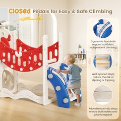 10 in1 Toddler Slide, Kids Slide with Climber Playset, Indoor Outdoor Playhouse