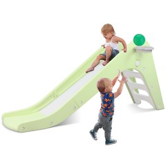 Toddler Slide Playset Kids Slide Climber Indoor Playground W/ Basketball Hoop