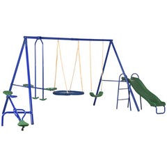 4-in-1 Kids Metal Swing Set for Backyard