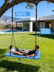 60-inch Extra Large Rectangular Tree Swing -Heavy Duty 700 lb Load Capacity Blue