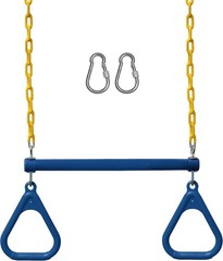 Blue Swing Set Accessories with Trapeze Bar & Heavy Duty Chain for Kids