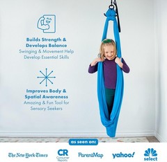 Sensory Swing for Kids & Adults – Holds 300lbs, Indoor Outdoor 110″ Swing Blue