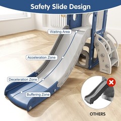 6 in 1 Toddler Playset Slide for Toddlers Age 1-3, Toddler Playground Blue