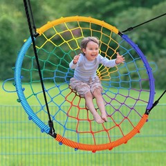 45″ 750lbs Spider Web Tree Swing for Kids & Adults Outdoor Steel Frame Sauce…