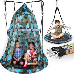 40″ Kids Hanging Tent Swing, Outdoor Saucer Swing with Hang Kit and Swinging Swi