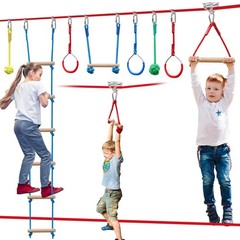 Ninja Warrior Obstacle Course for ，60ft Ninja Slackline-with 8 Pcs ,Tree Prot…