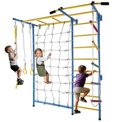 7-in-1 Indoor Playground Wall Gym With Monkey Bars & Pull-Up Bar